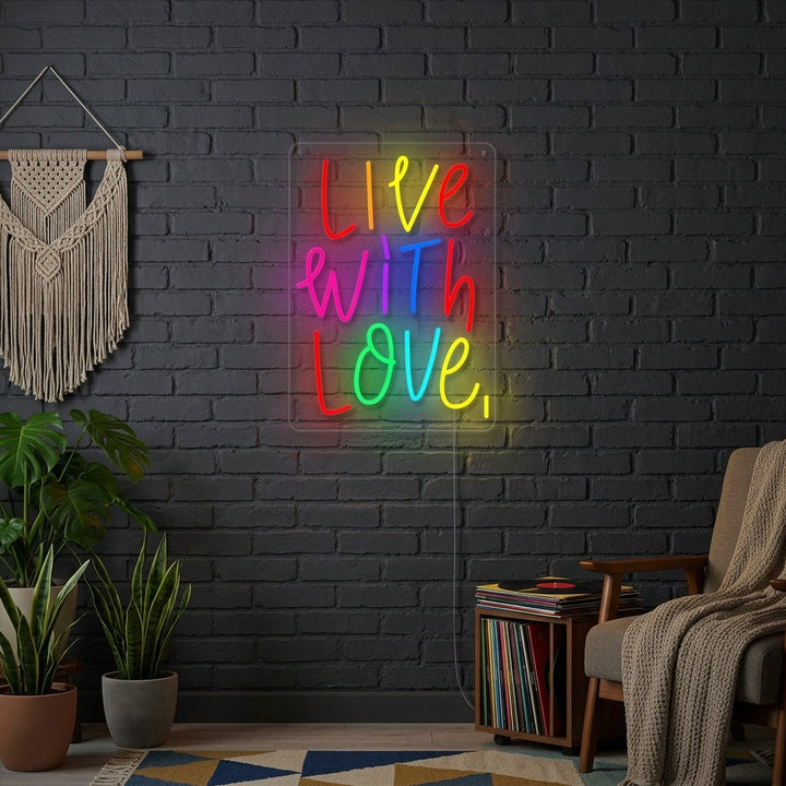"Live With Love" Enseigne Lumineuse en Néon