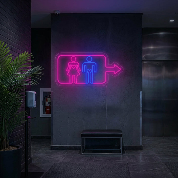 "Hommes Femmes Toilettes Salle De Bain Mur" Enseigne Lumineuse en Néon
