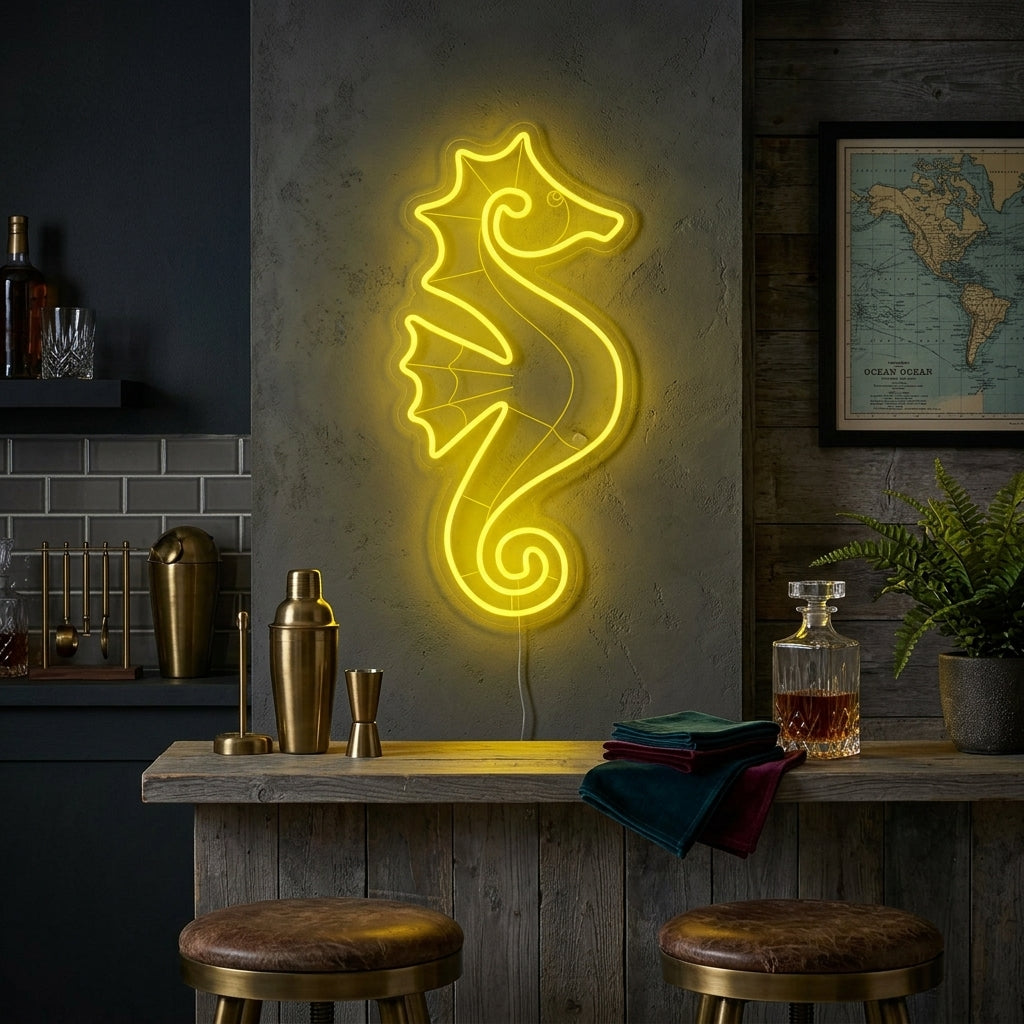"Hippocampe" Enseigne Lumineuse en Néon