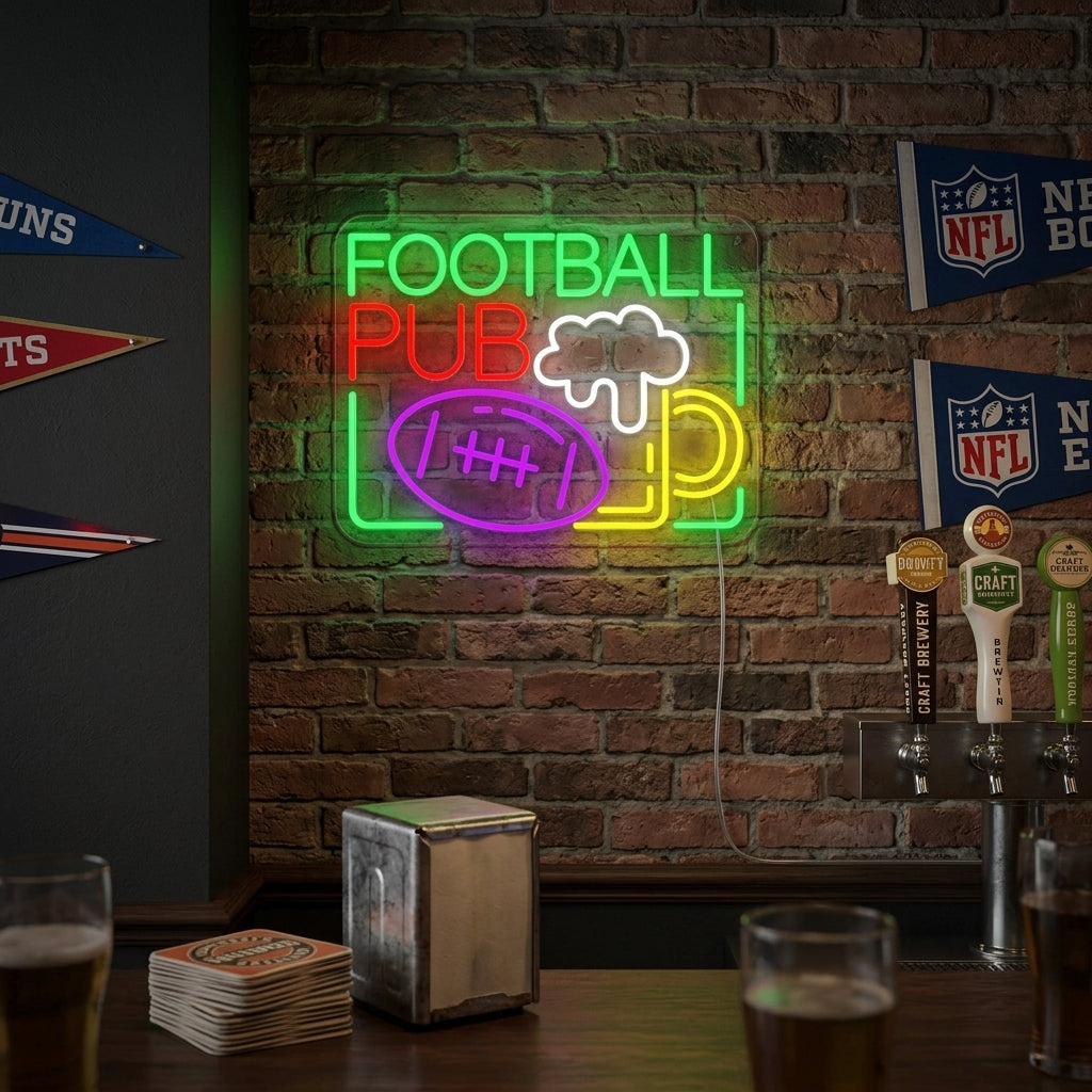 "Bière, Football pub" Lumineuse en Néon