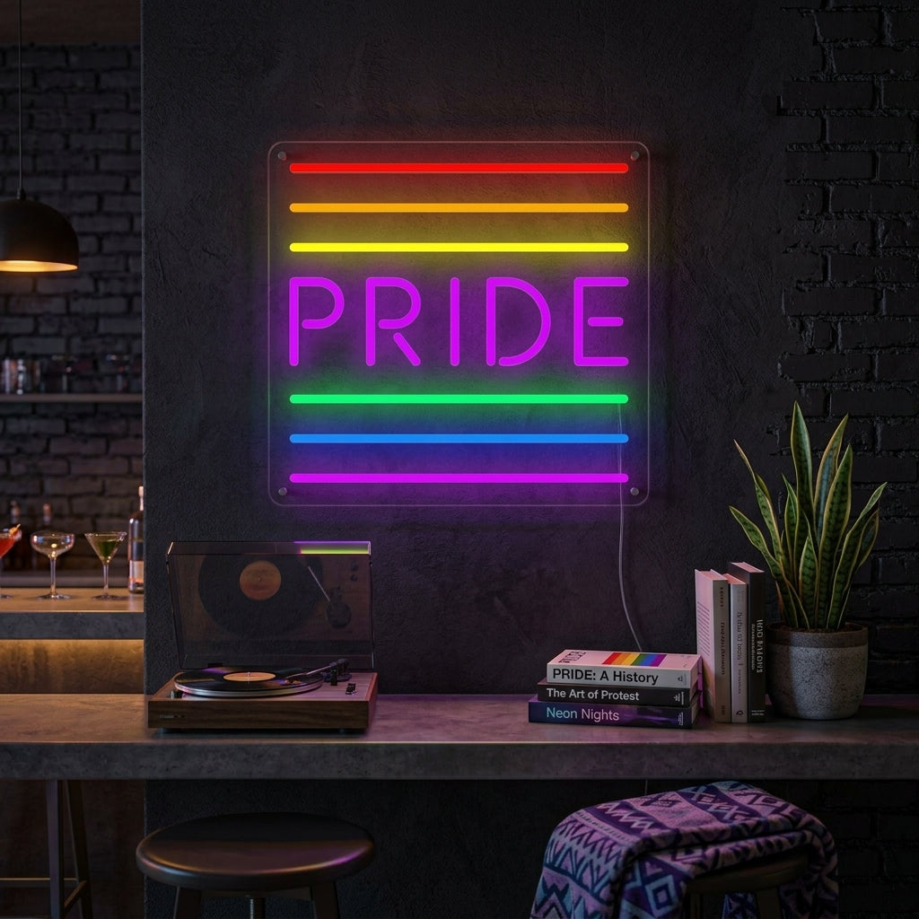 "LGBT, PRIDE, Drapeau arc-en-ciel" Lumineuse en Néon