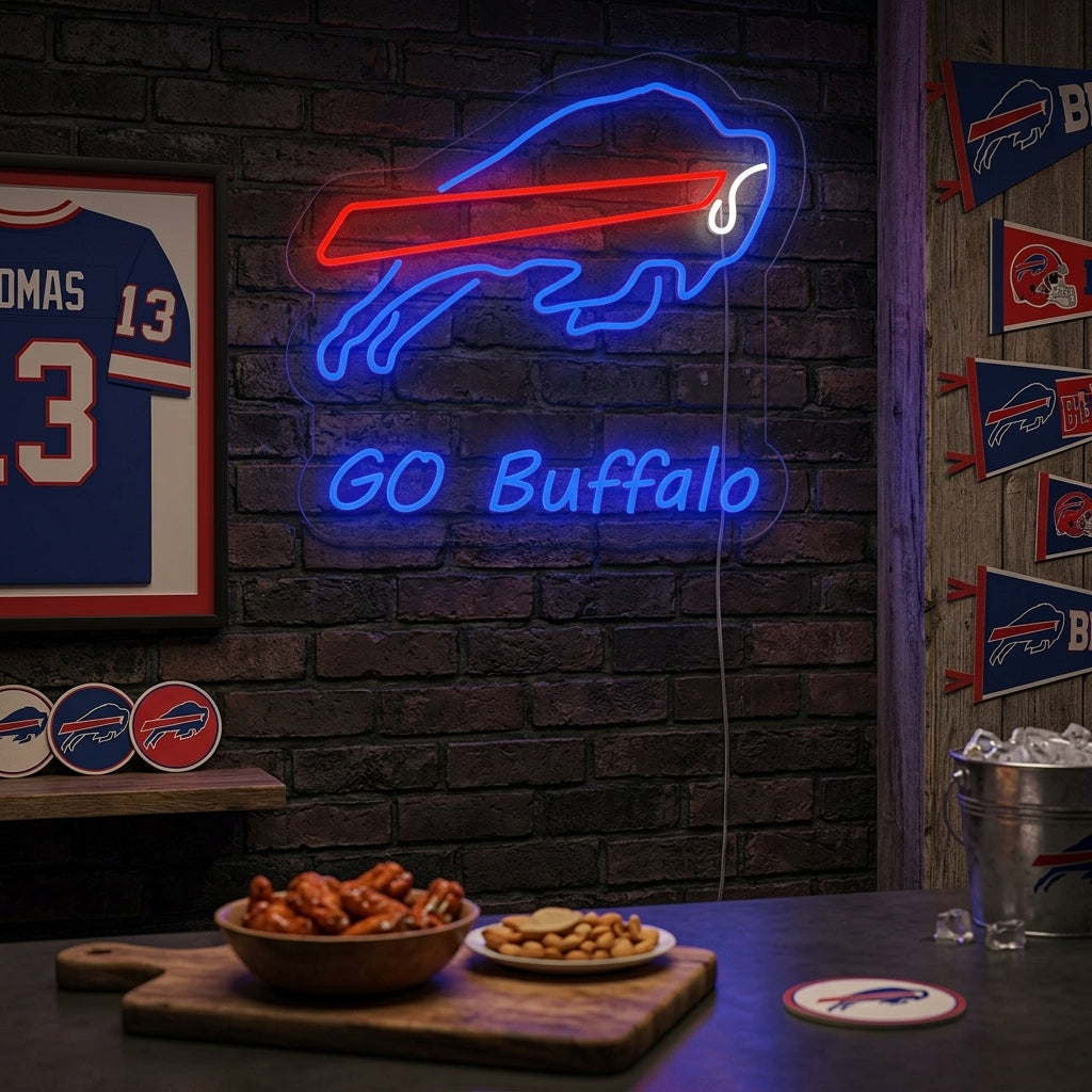 "Go Buffalo, Taureau" Lumineuse en Néon