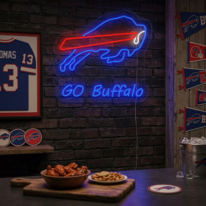 "Go Buffalo, Taureau" Lumineuse en Néon