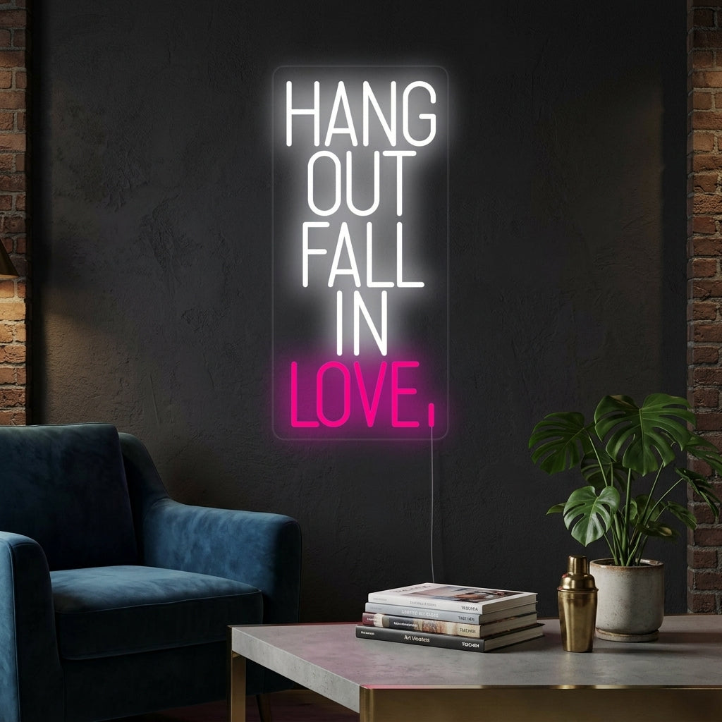 "Hang Out Fall In Love" Enseigne Lumineuse en Néon