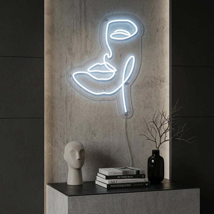 "Visage Abstrait De Femme" Enseigne Lumineuse en Néon