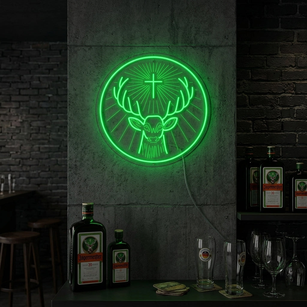 "Liqueur Jägermeister Allemand" Enseigne Lumineuse en Néon