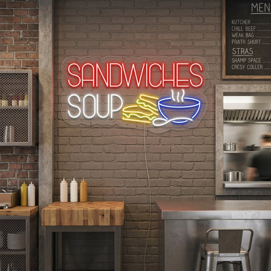 "SANDWICHES SOUP" Lumineuse en Néon