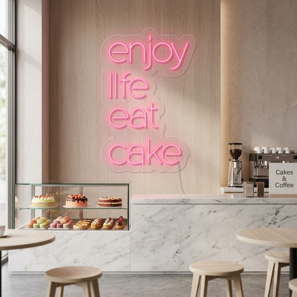 "Enjoy Life Eat Cake" Enseigne Lumineuse en Néon