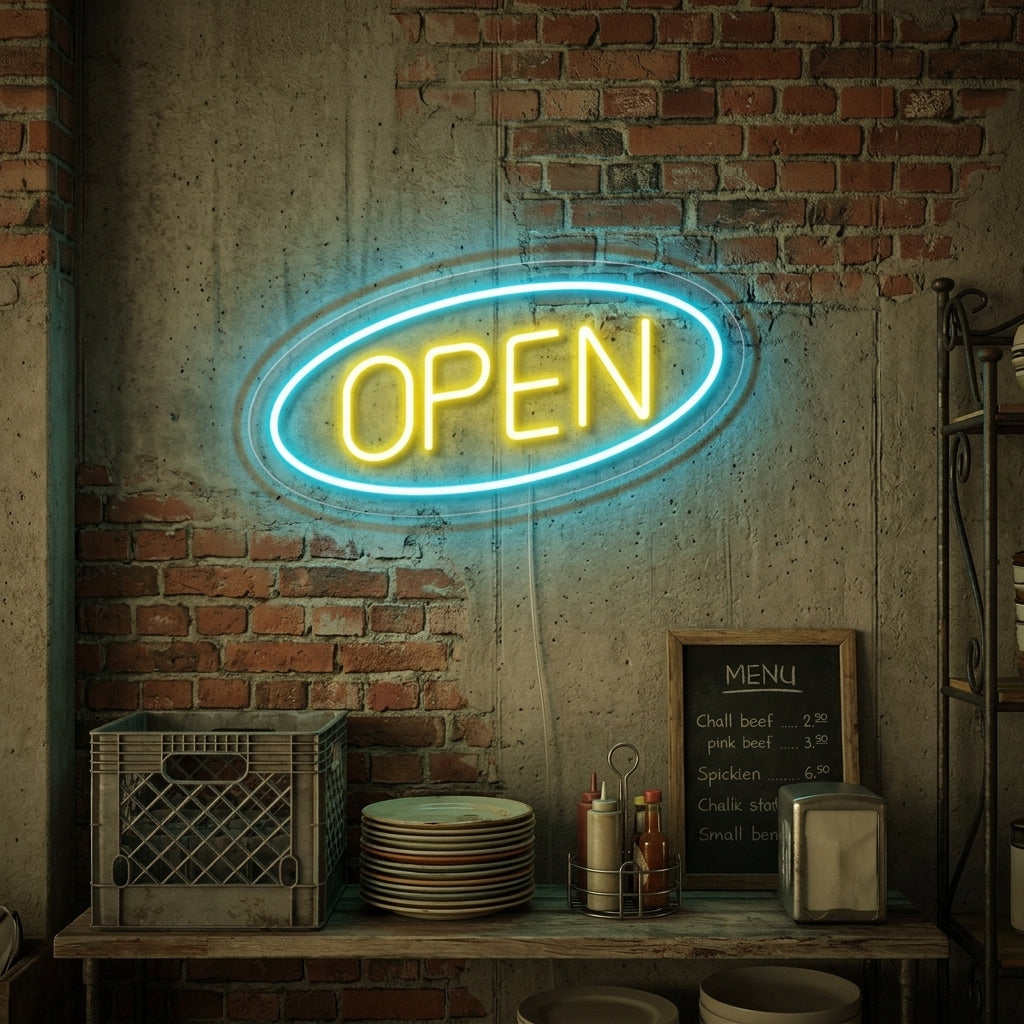 "Open" Lumineuse en Néon