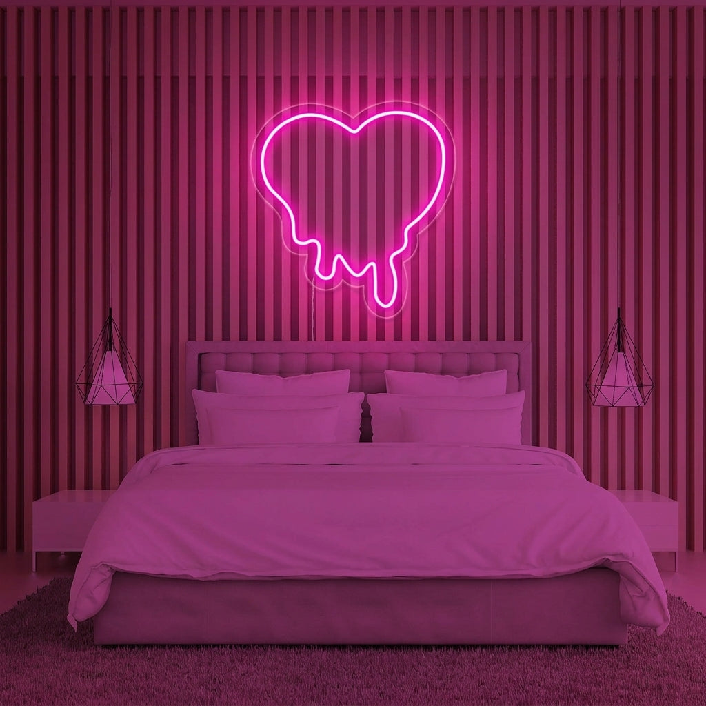 "Coeur Rose Fondant" Enseigne Lumineuse en Néon