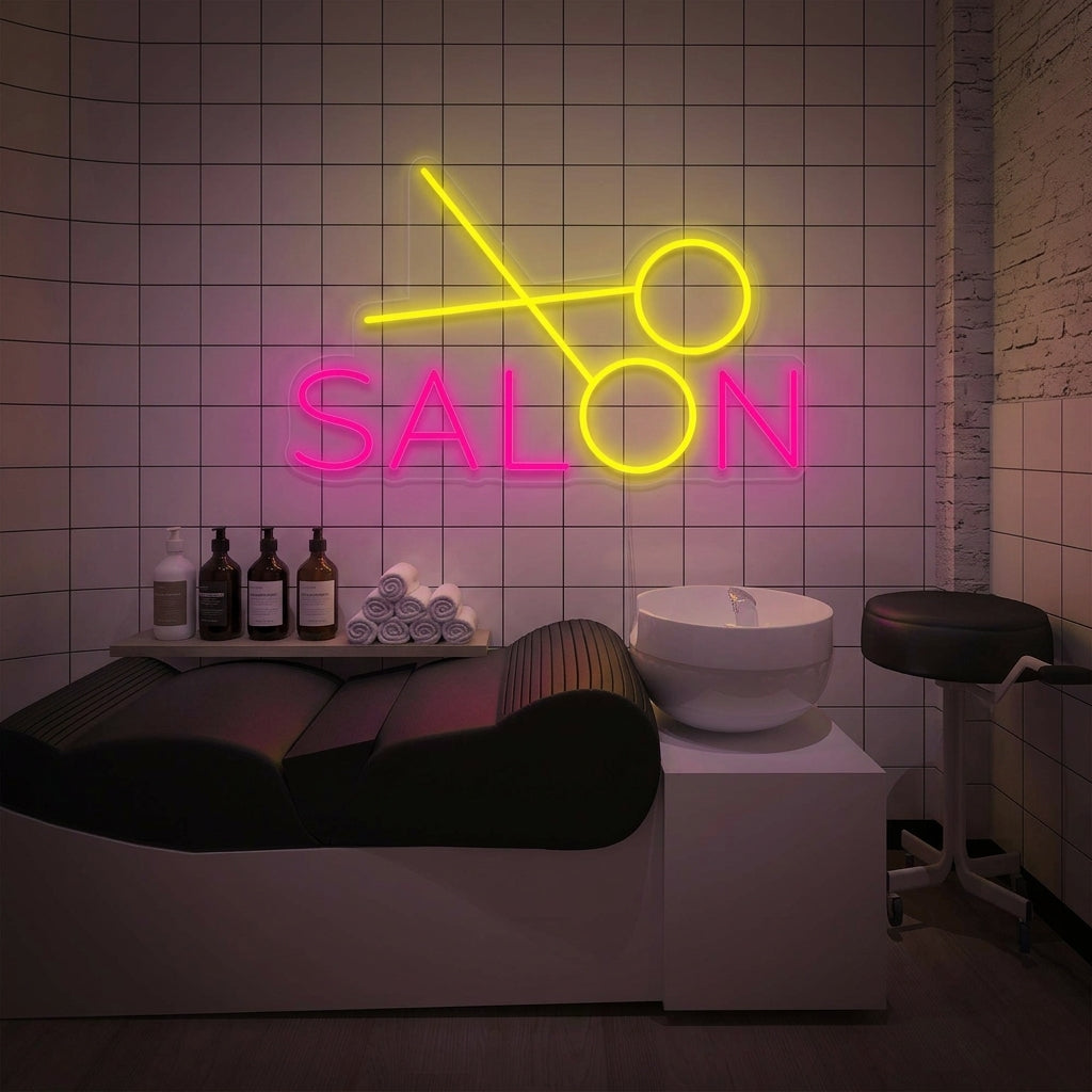 "salon, Salon de coiffure, Ciseaux" Lumineuse en Néon