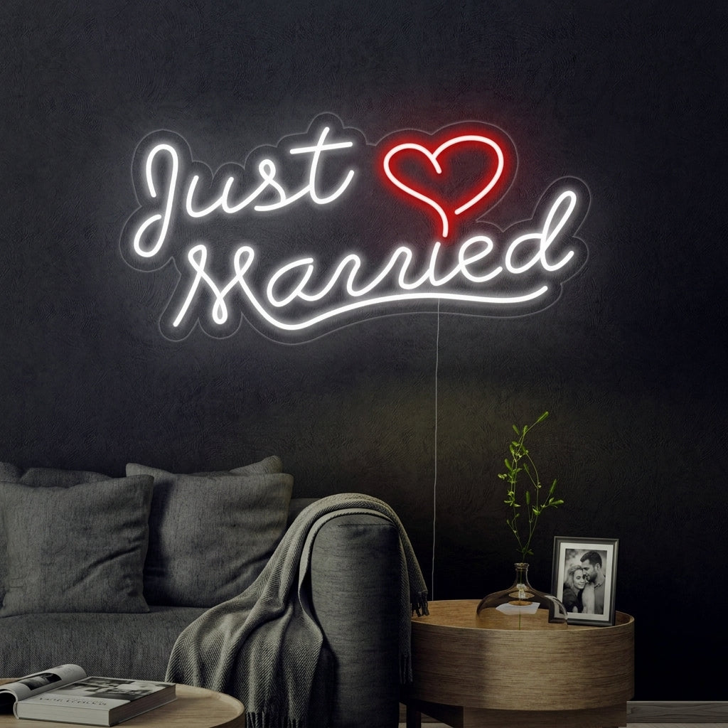 "Just Married" Enseigne Lumineuse en Néon