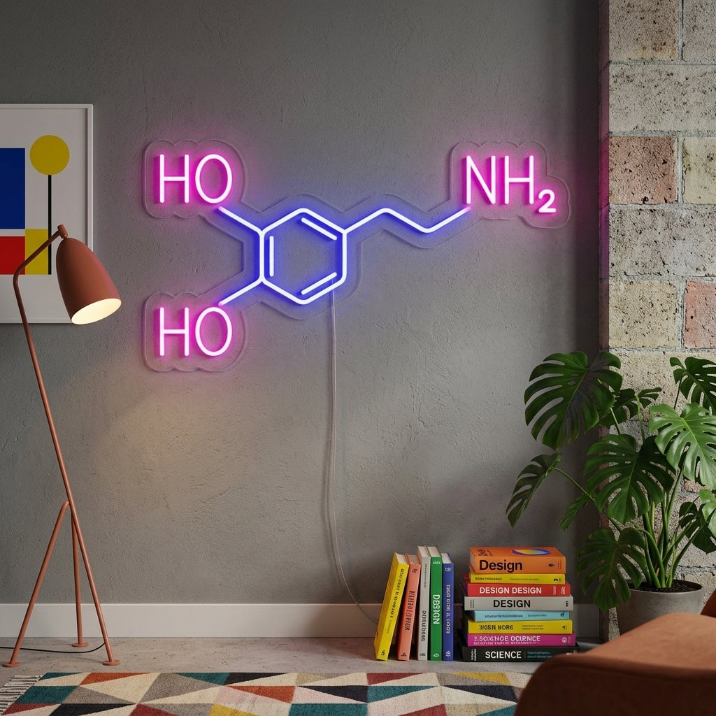 "Molécule De Dopamine" Enseigne Lumineuse en Néon