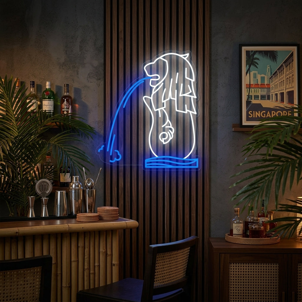 "Merlion De Singapour" Enseigne Lumineuse en Néon