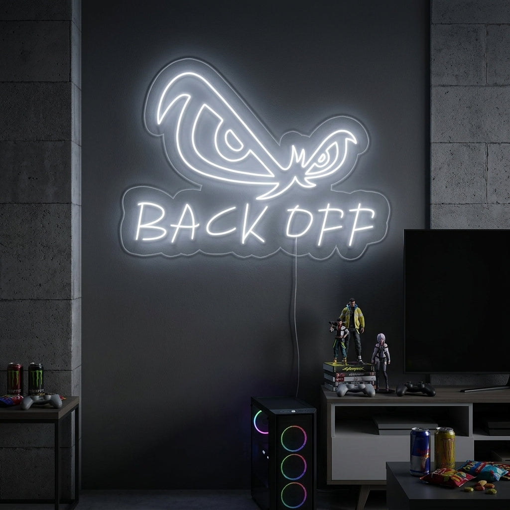 "Yeux D'Aigle, Back Off" Enseigne Lumineuse en Néon
