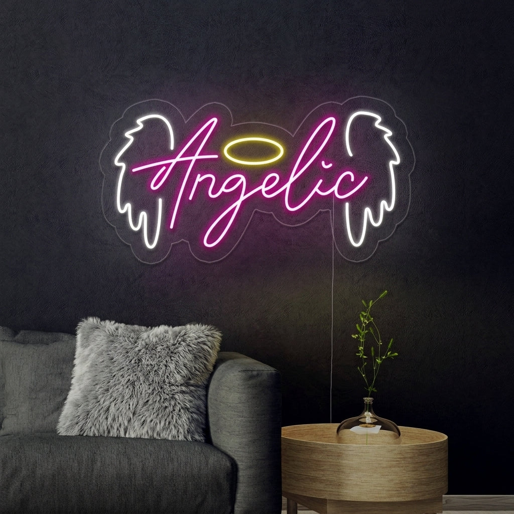 "Ange, Angelic" Enseigne Lumineuse en Néon