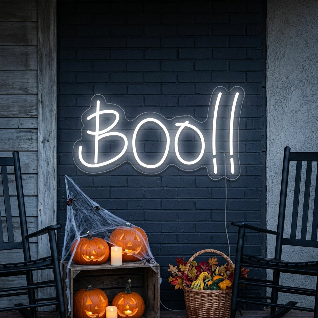 "Décoration D'Halloween Boo" Enseigne Lumineuse en Néon