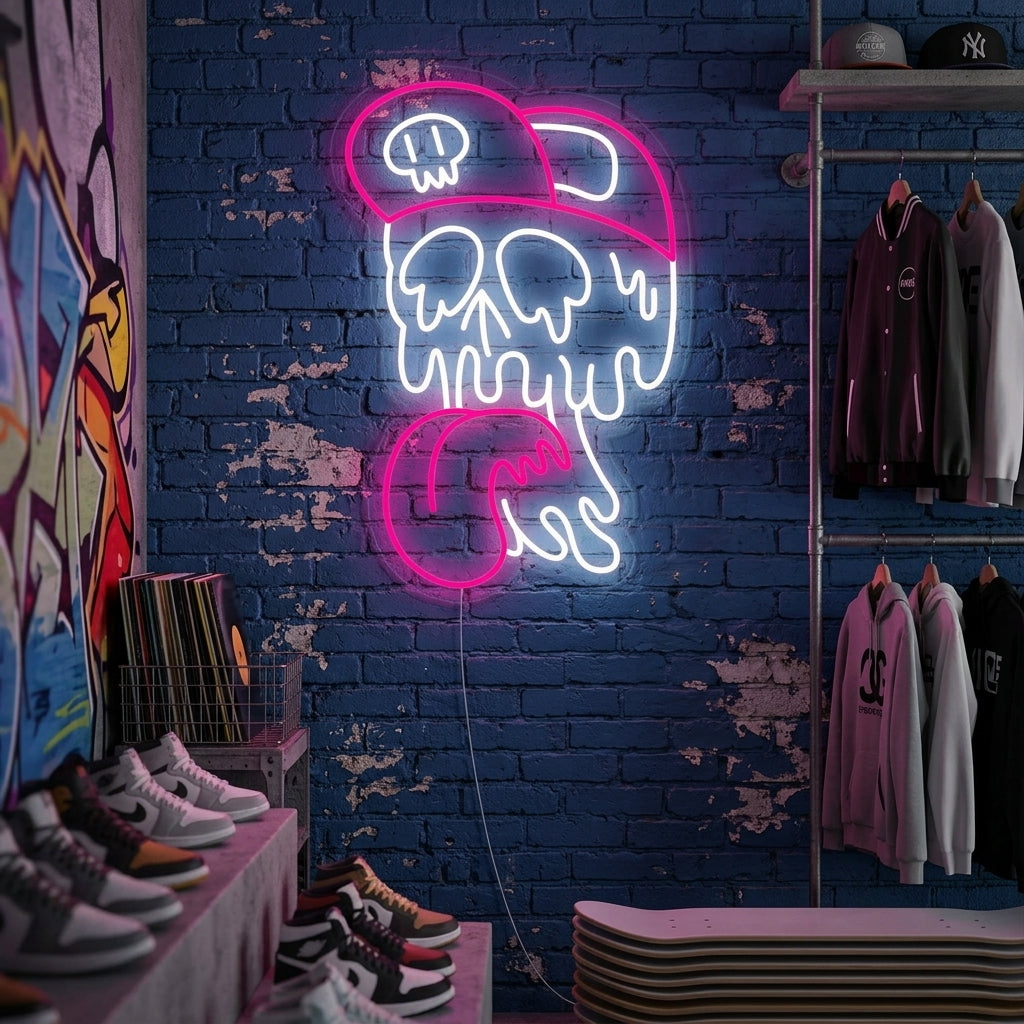 "Crâne En Fusion" Enseigne Lumineuse en Néon