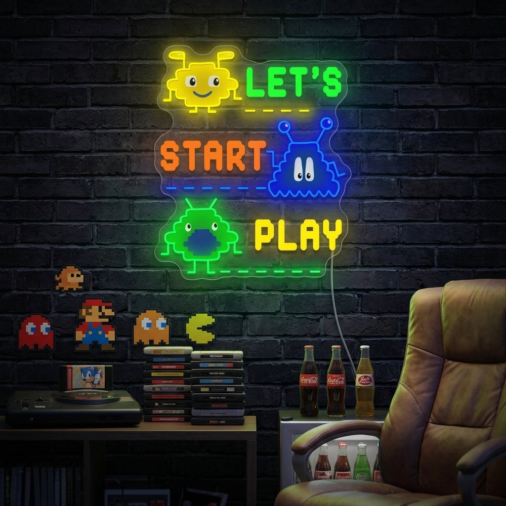 "Jeu vidéo 8 bits" Enseigne néon