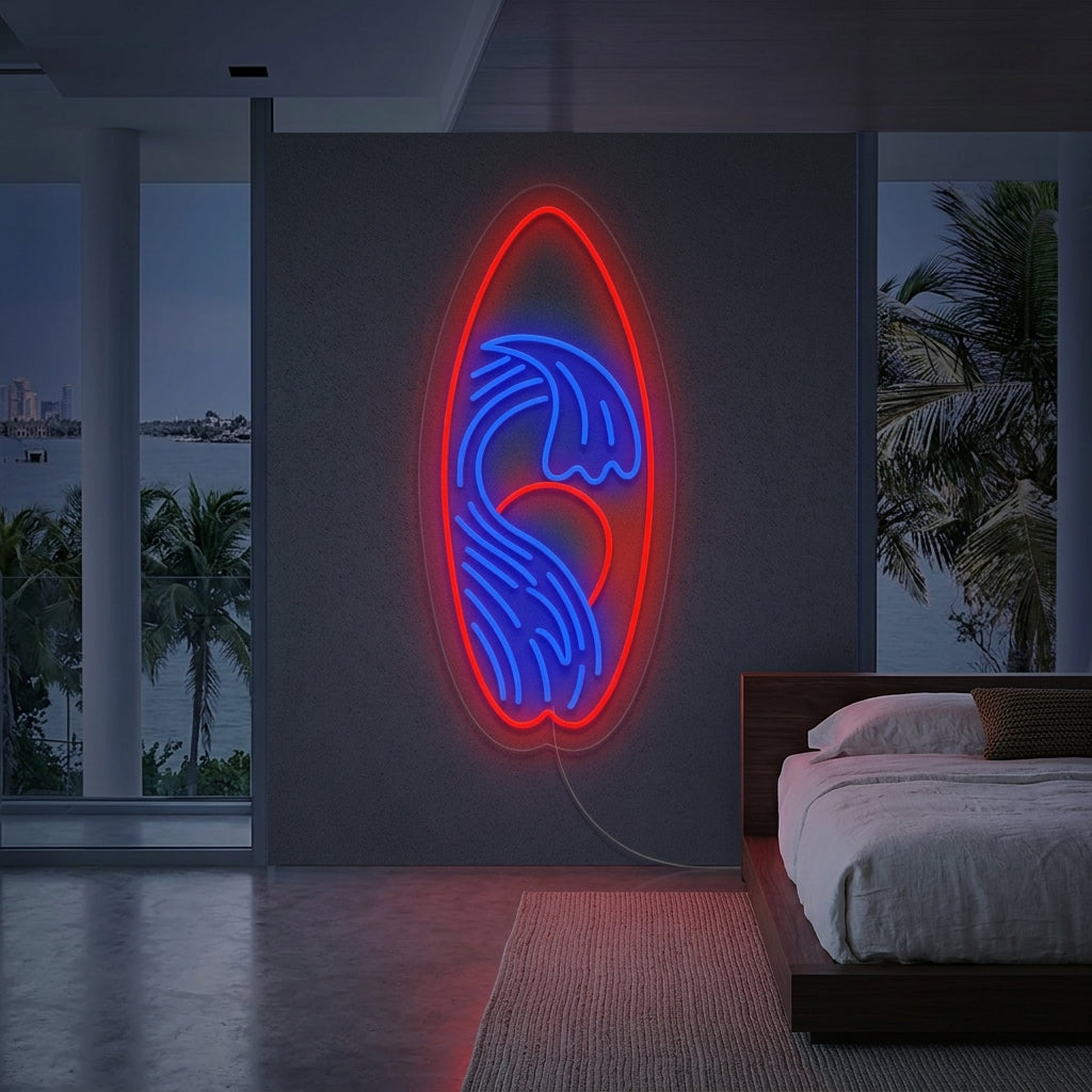 "Équipement De Sport De Planche De Surf" Enseigne Lumineuse en Néon