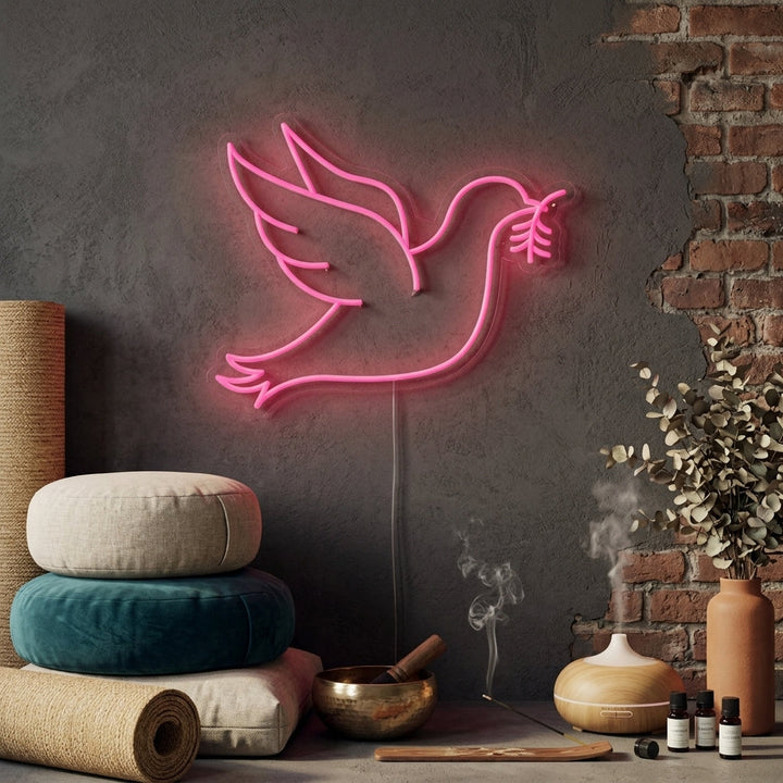 "Pigeon Colombe De La Paix" Enseigne Lumineuse en Néon