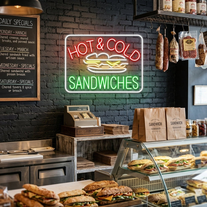"Hot Cold Sandwiches" Enseigne Lumineuse en Néon