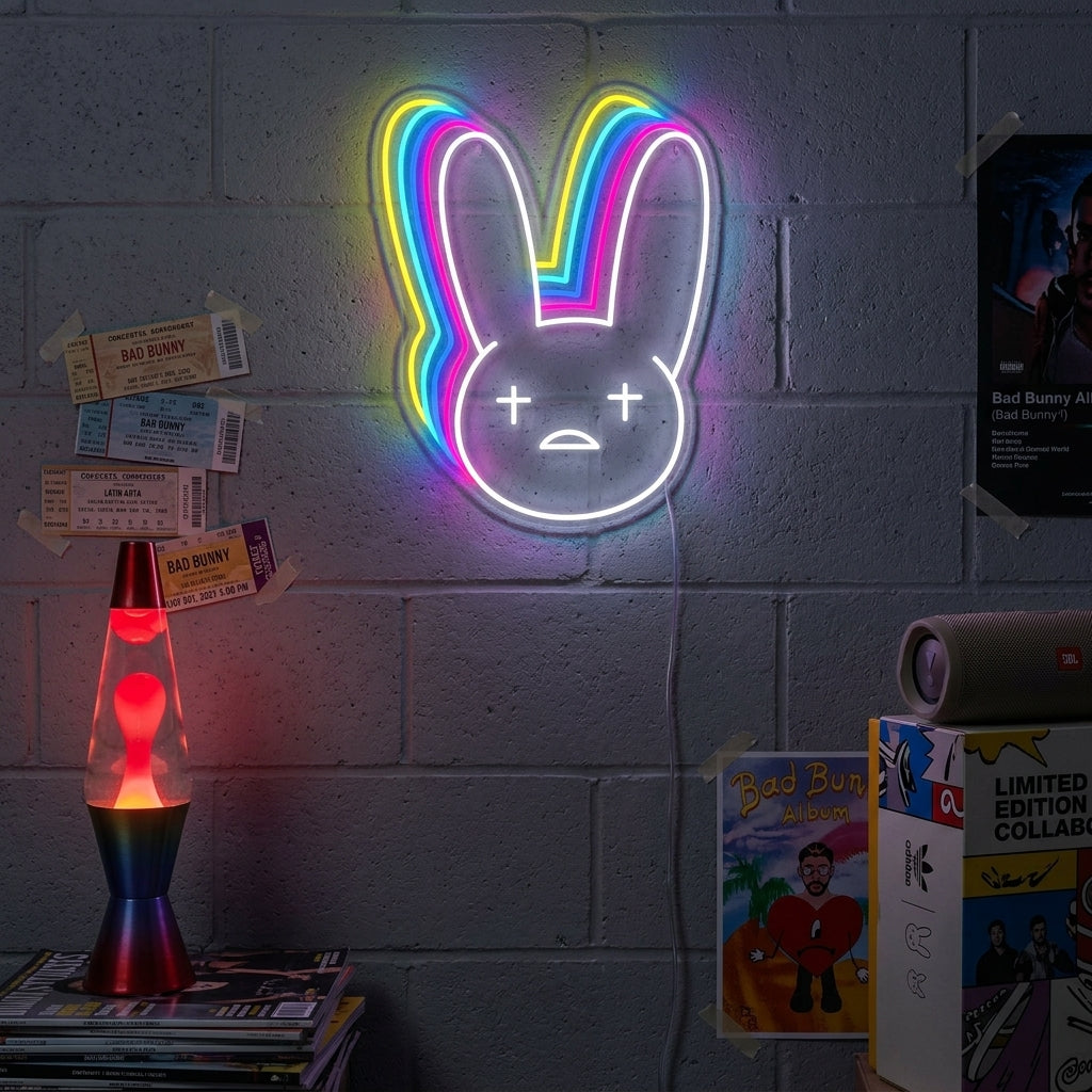 "Bad Bunny Chanteur Et Rappeur" Enseigne Lumineuse en Néon