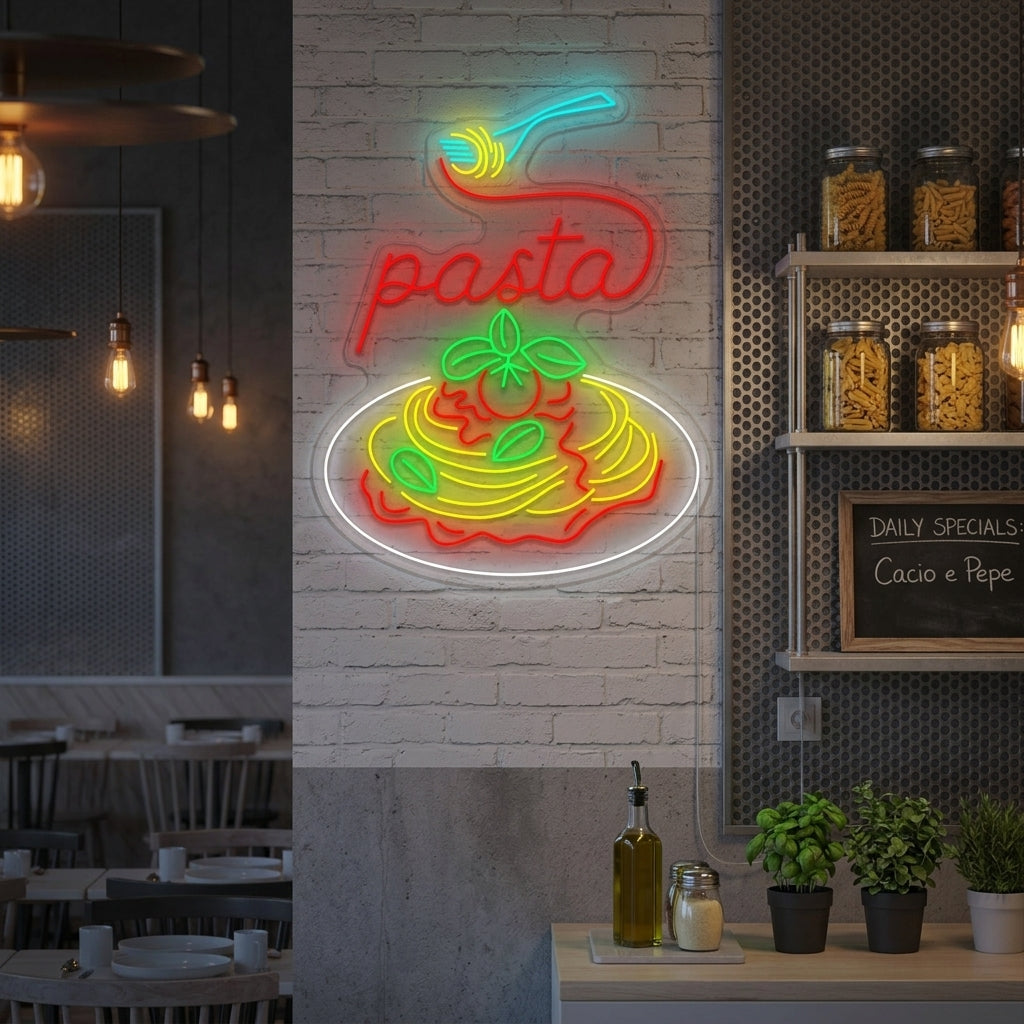 "Plat de pâtes italien" Enseigne néon