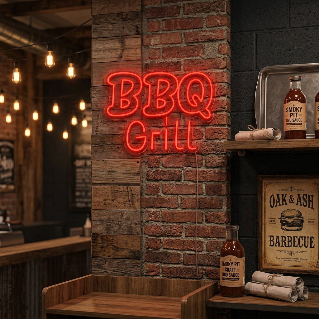 "BBQ Grill" Enseigne Lumineuse en Néon
