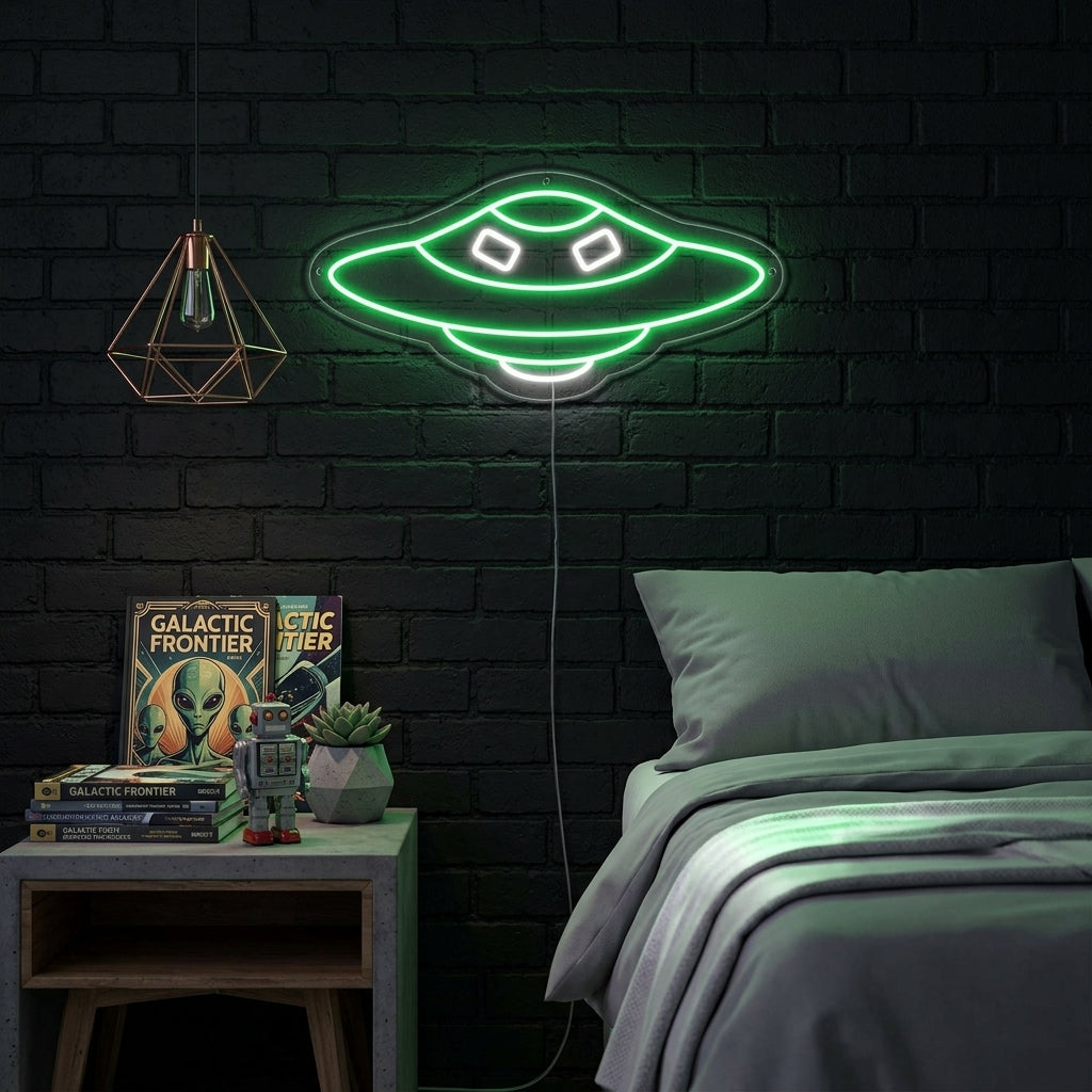 "Vaisseau Spatial UFO" Enseigne Lumineuse en Néon