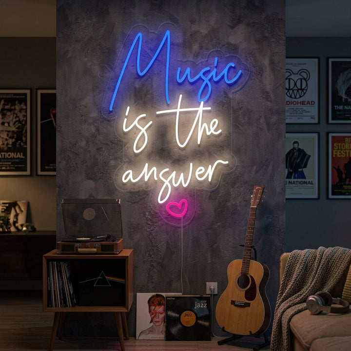 "Music is The Answer" Enseigne Lumineuse en Néon
