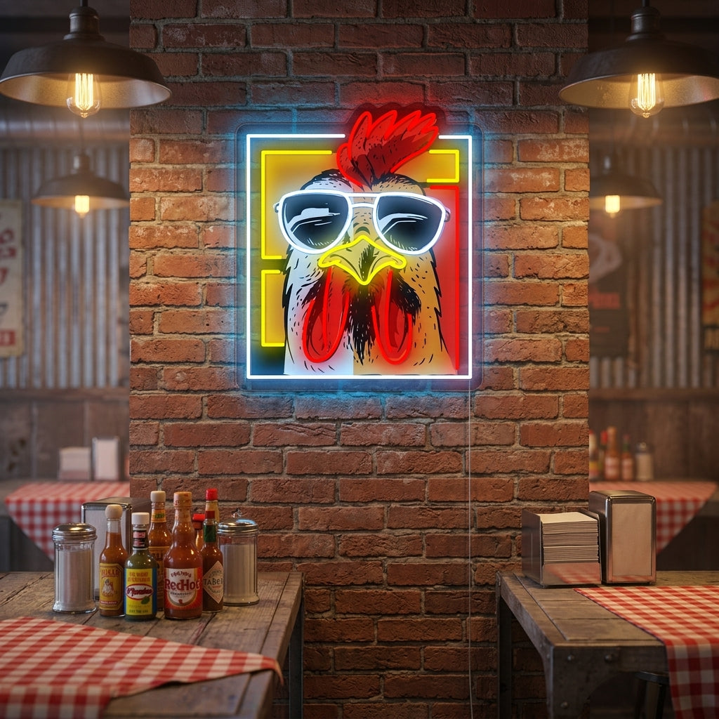 "Poulet poule coq" Enseigne néon