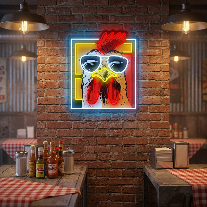 "Poulet poule coq" Enseigne néon
