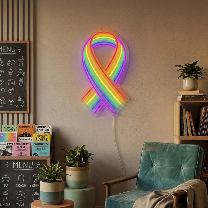 "Drapeau Arc-En-Ciel Fierté Lgbt Unique, Ruban" Enseigne Lumineuse en Néon