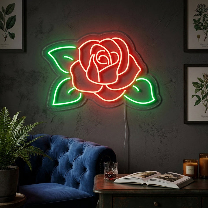 "Roses, Fleuriste, Cadeaux Floraux" Enseigne Lumineuse en Néon