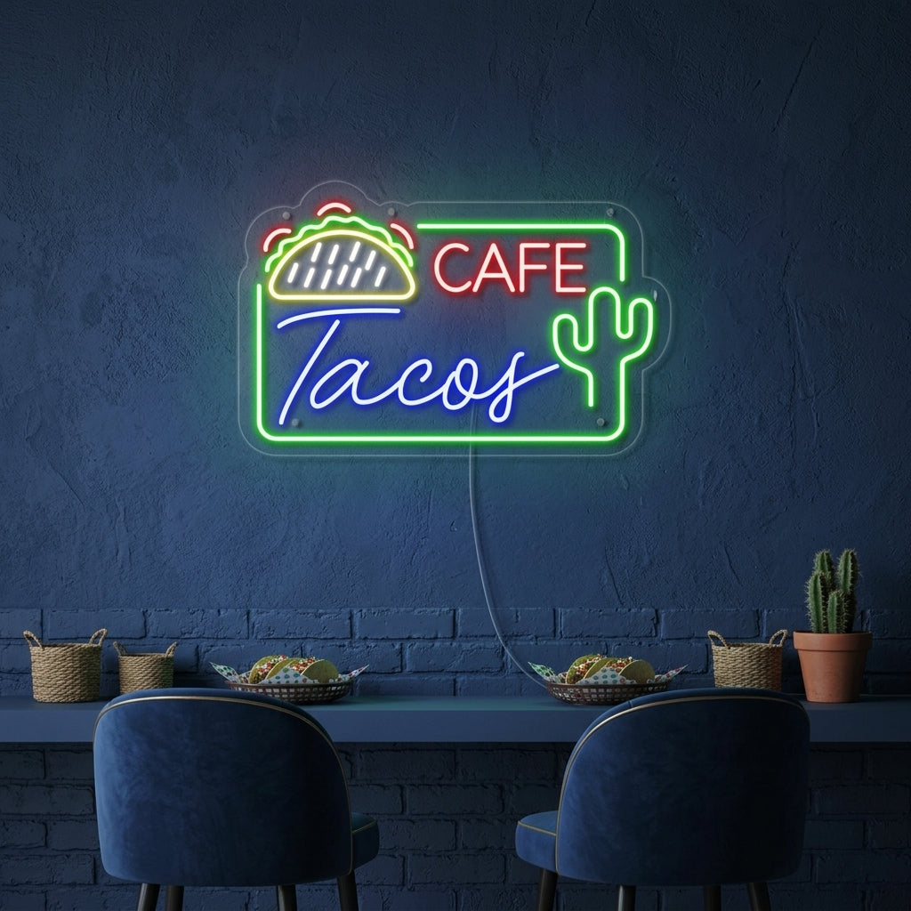 "CAFE TACOS, Cuisine mexicaine" Lumineuse en Néon