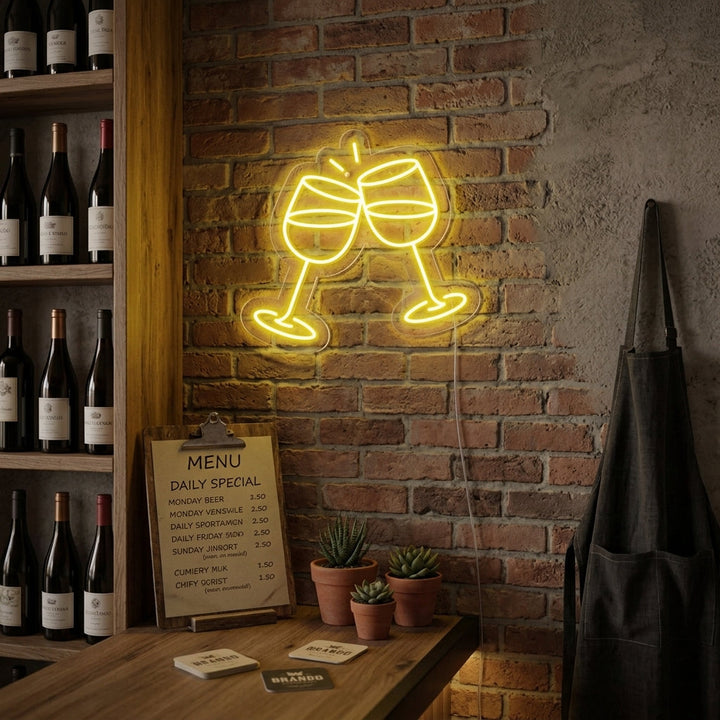 "Flûtes À Champagne" Enseigne Lumineuse en Néon