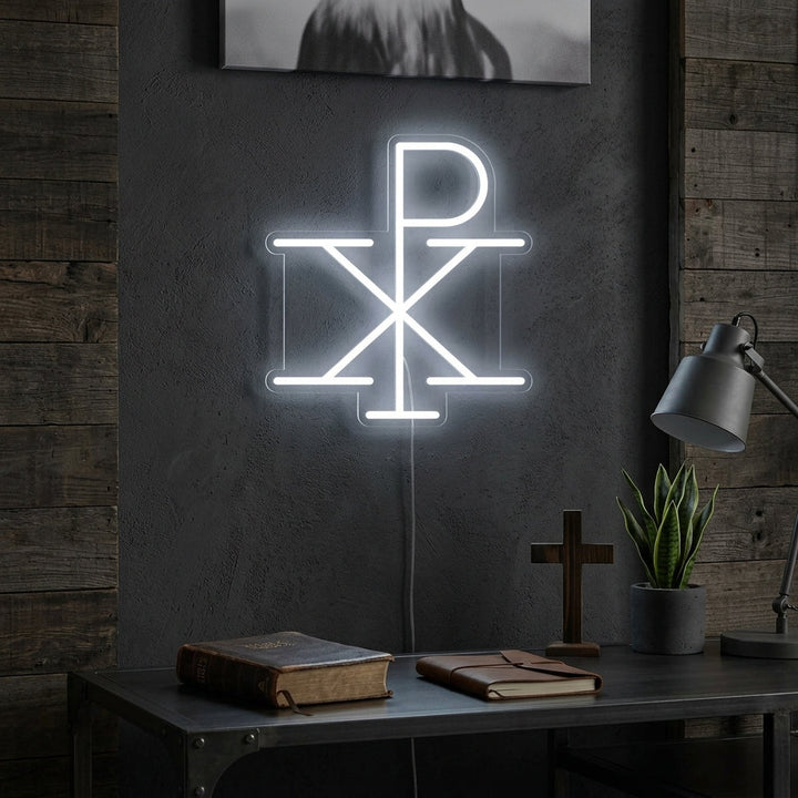 "Monogramme De Jésus Du Christ Chi Rho" Enseigne Lumineuse en Néon