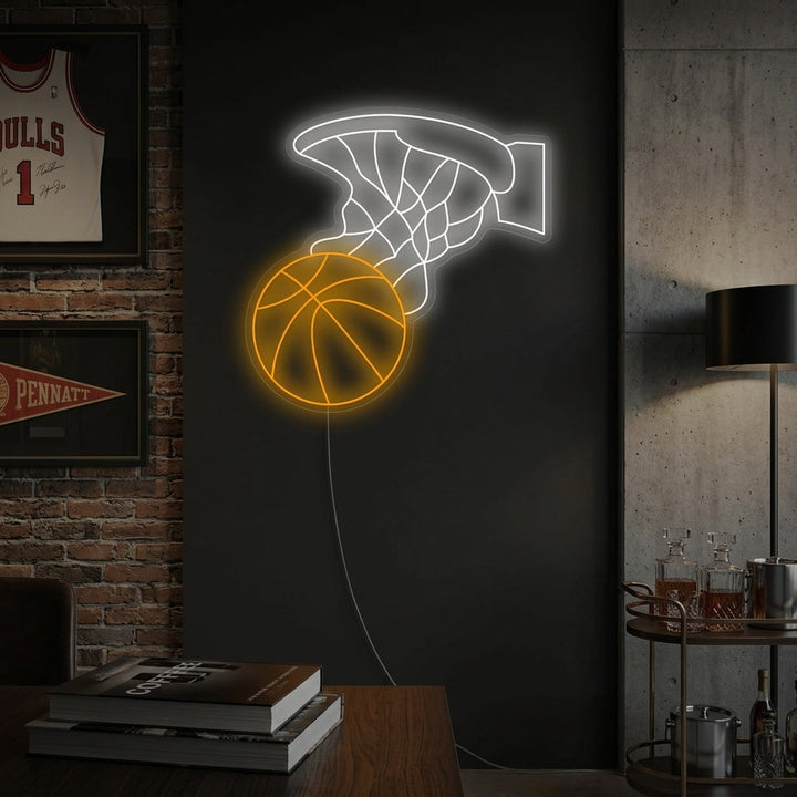 "Cerceau de basket-ball" Enseigne néon