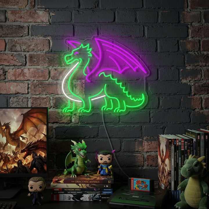 "Dragon Avec Ailes" Enseigne Lumineuse en Néon