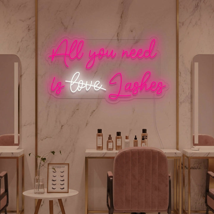 "All You Need Is Lashes Cils" Enseigne Lumineuse en Néon