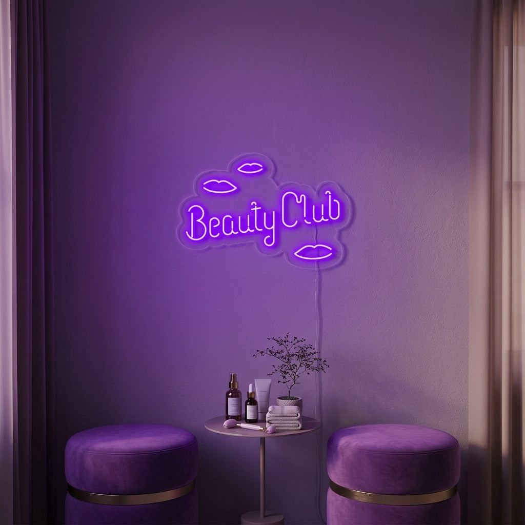"Beauty Club" Enseigne Lumineuse en Néon