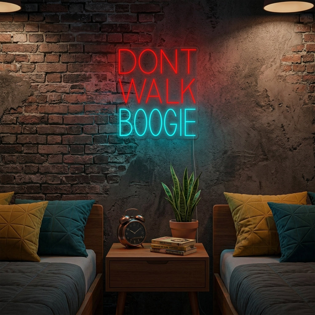 "Dont Walk Boogie Musique Vinyle" Enseigne Lumineuse en Néon