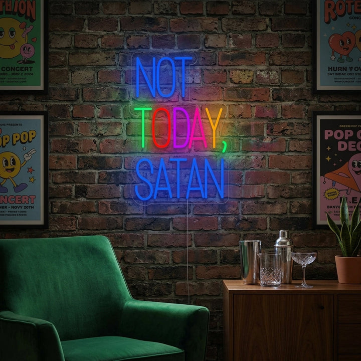 "Not Today Satan" Enseigne Lumineuse en Néon