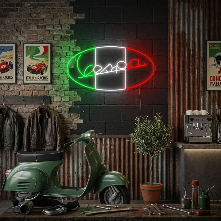 "Logo Vespa Moto Italienne" Enseigne Lumineuse en Néon