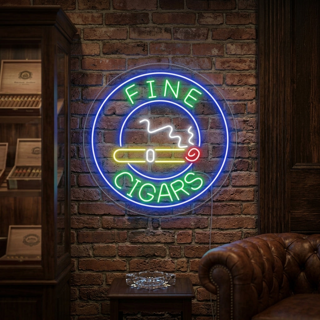 "Fine Cigars" Enseigne Lumineuse en Néon
