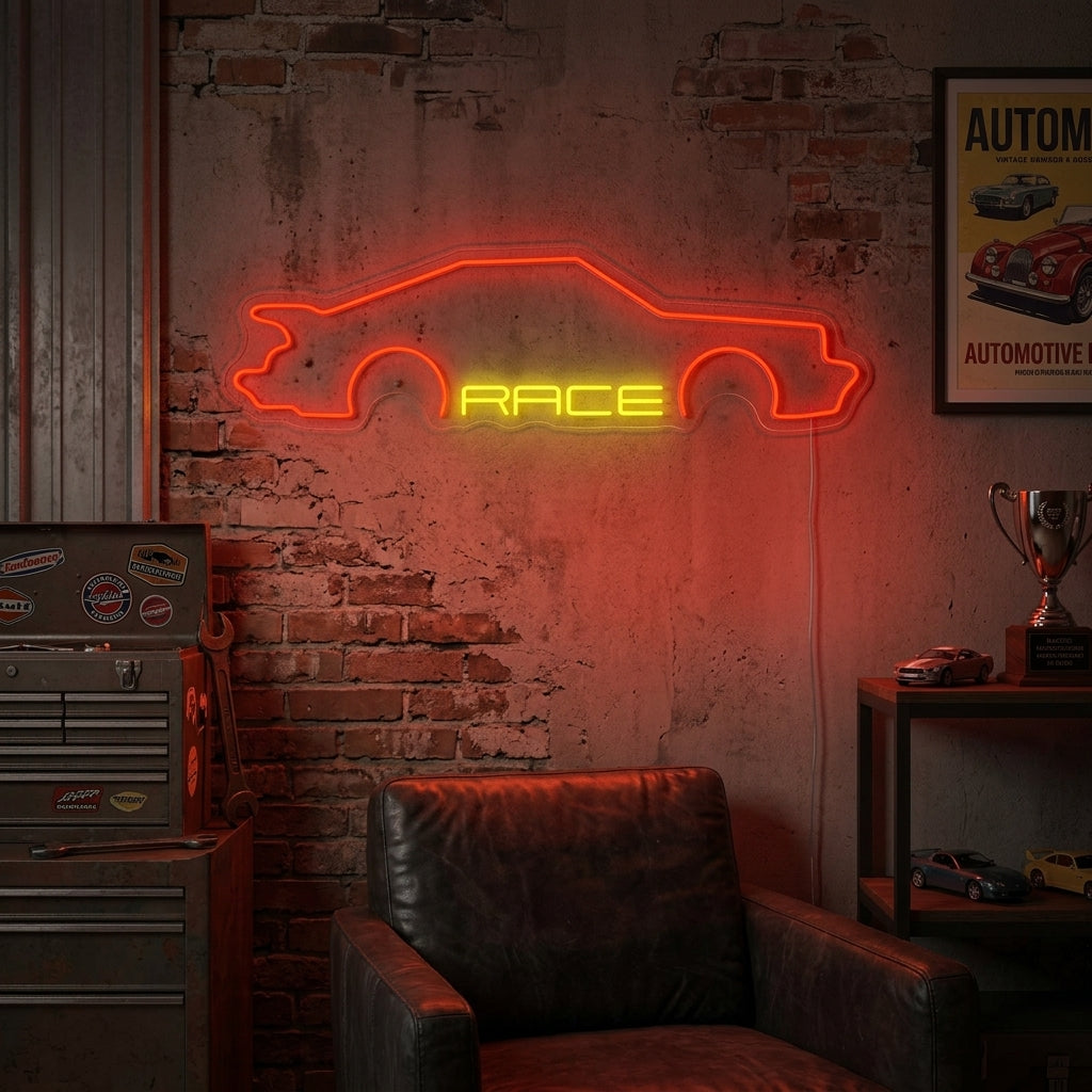 "Voiture, Race" Lumineuse en Néon