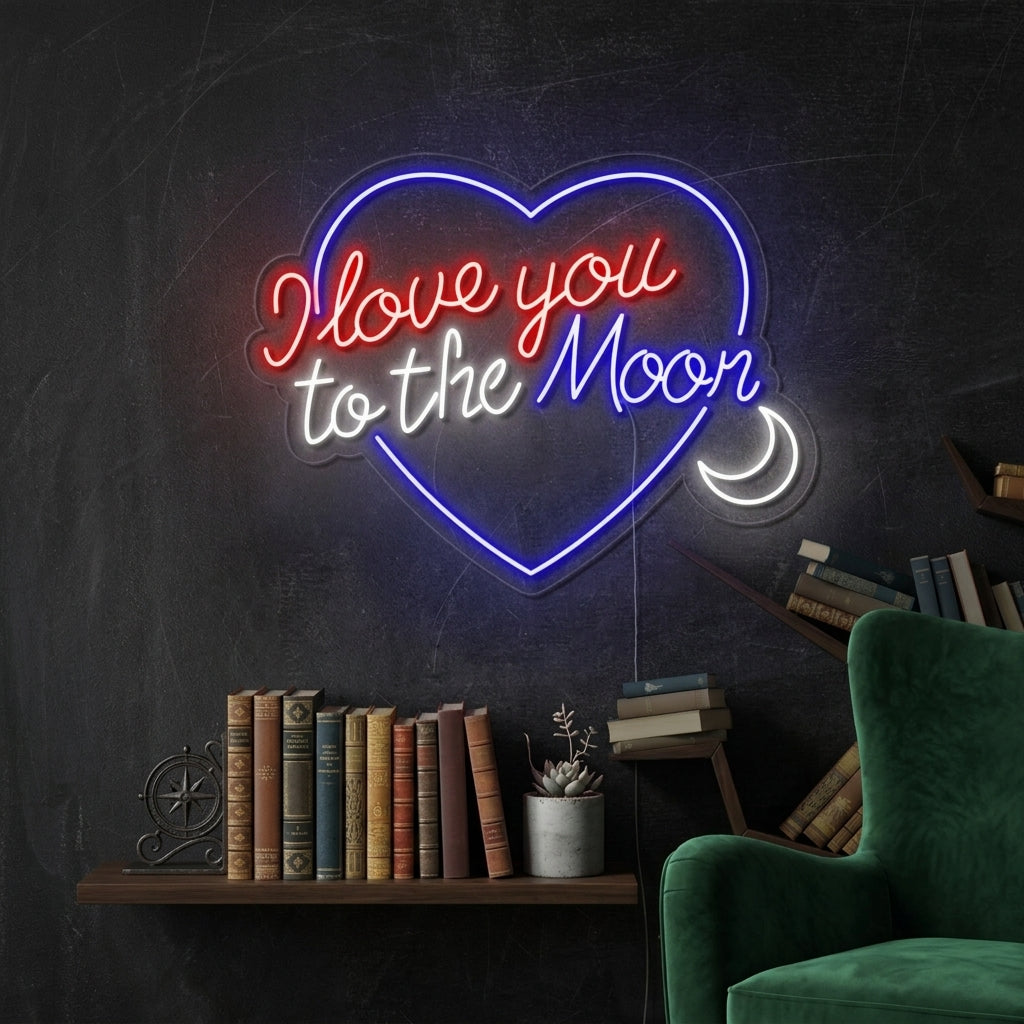 "Love You To The Moon And Back" Enseigne Lumineuse en Néon