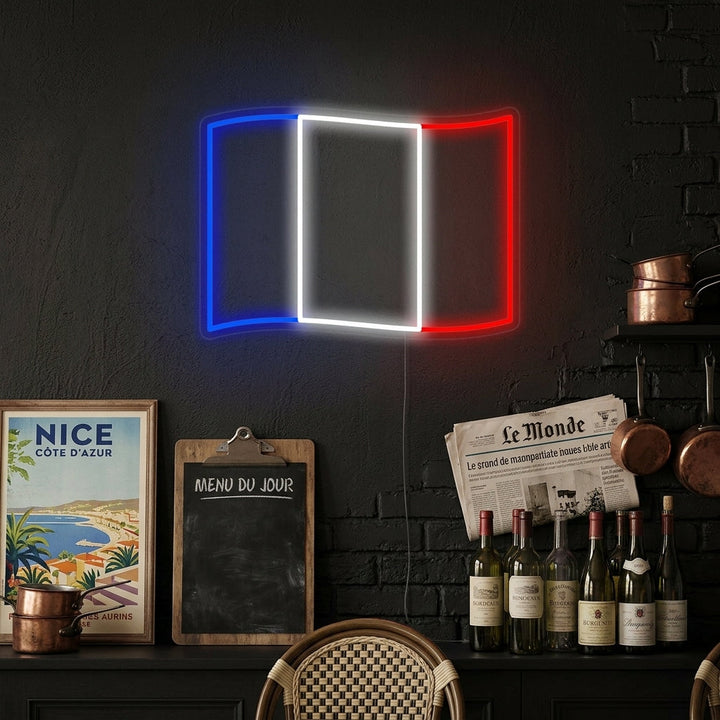 "Drapeau De La France" Enseigne Lumineuse en Néon