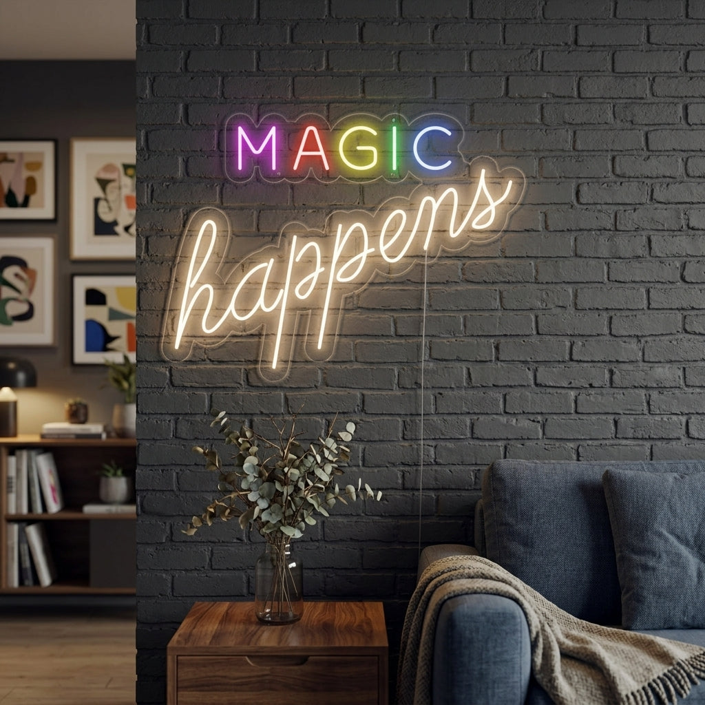 "Magic Happens" Enseigne Lumineuse en Néon